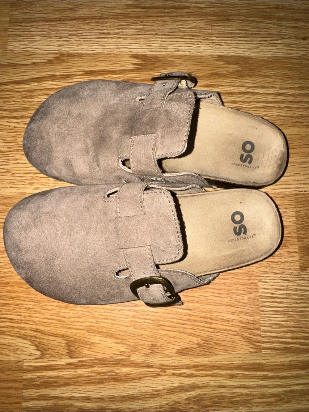 SO Kids Taupe Suede Slip-On Clog with Side Buckle